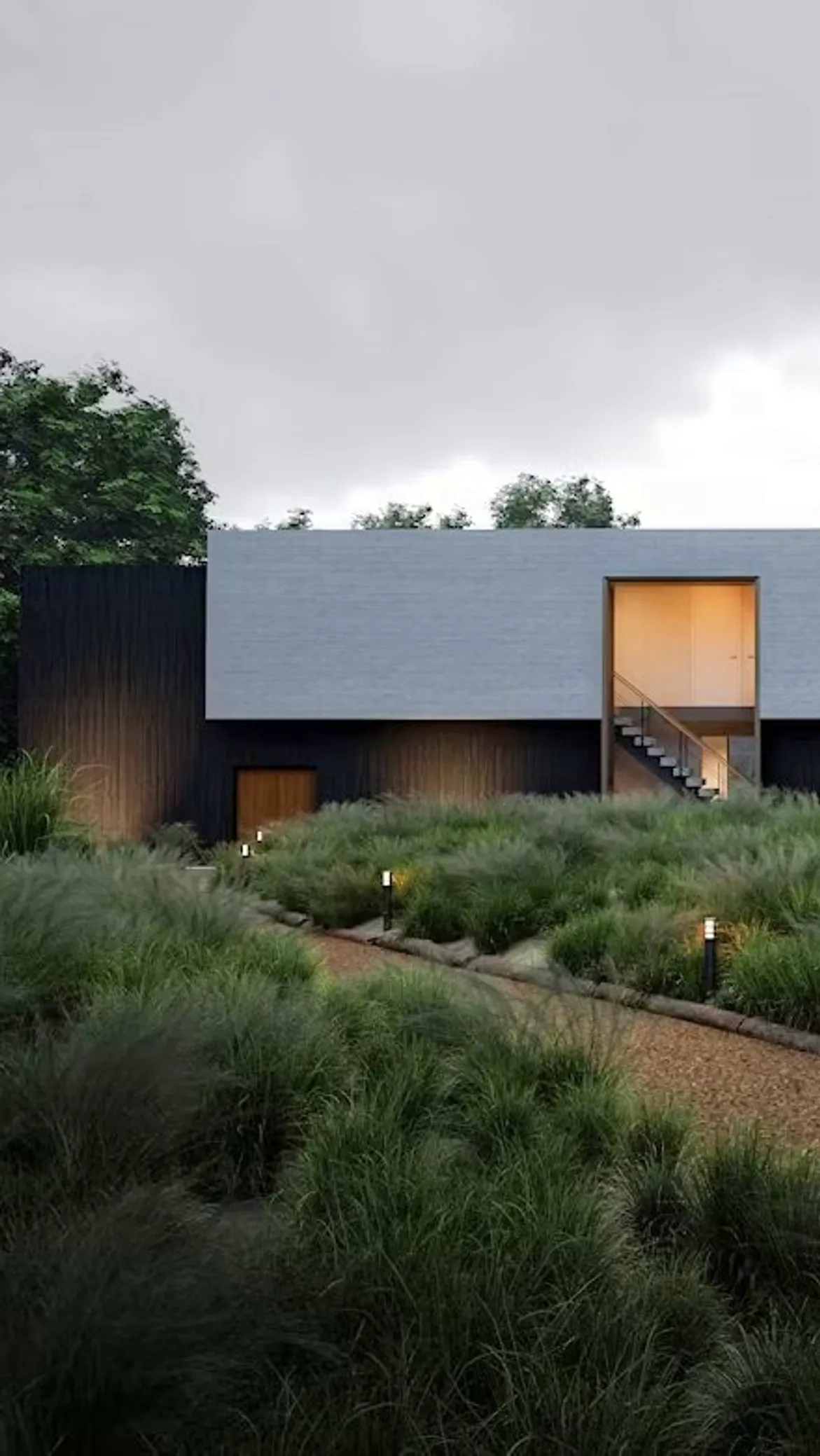 architectural house with car on the side